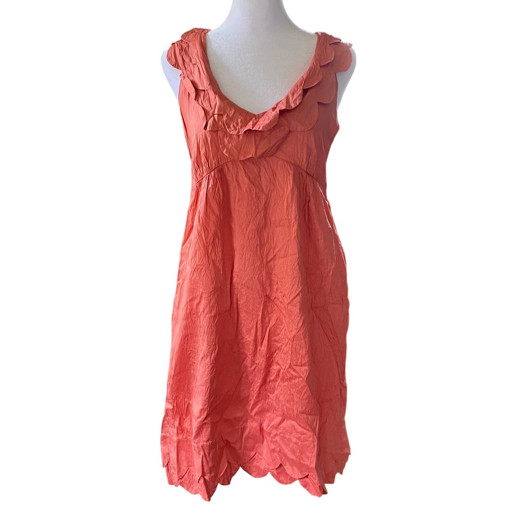 Calypso St Barth 100% Silk Scalloped Ruffle Pink Mini‎ Dress Small Resort Party